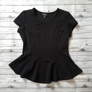 By & By | Preplum top, black, textured, size L